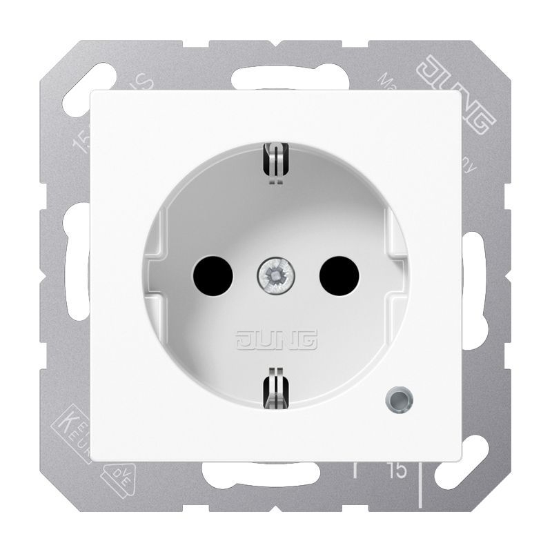 Jung A1520BFKOWW Schutzkontakt-Steckdose mit Funktionsanzeige, SAFETY+, Thermoplast, Serie AS/A, alpinweiß