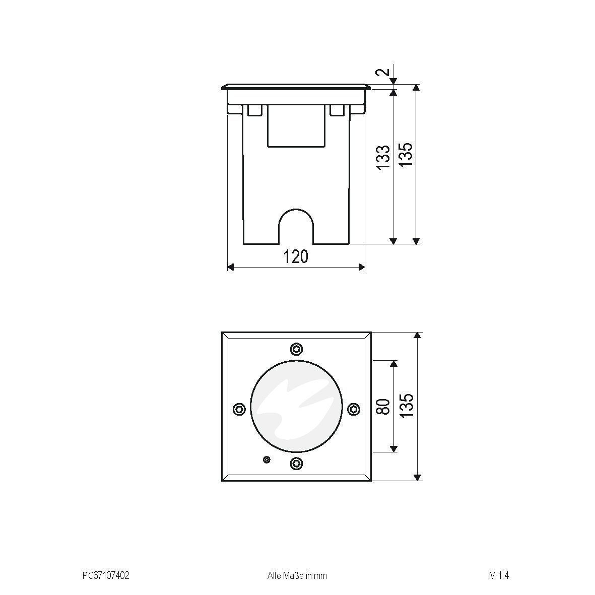 EVN PC67107040 LED Bodeneinbauleuchte rund, 135,00mm, 4000K