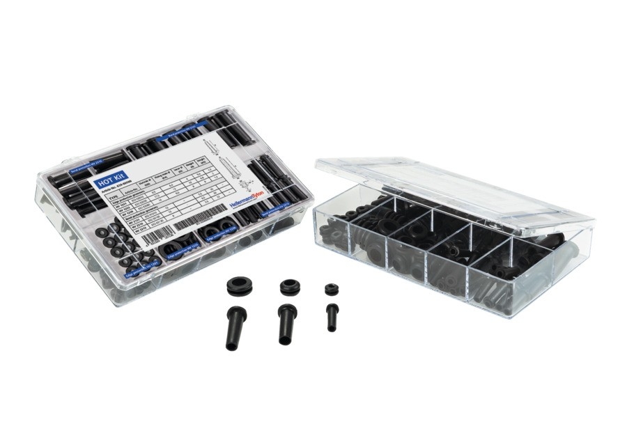 HellermannTyton 639-60000 Knickschutz- und Durchführungstüllen Set HOT Kit, 100 teilig