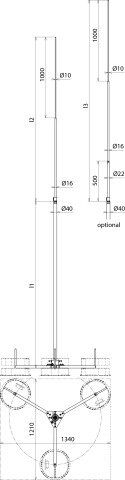 Dehn 105 500 Fangstange freistehend 5000mm
