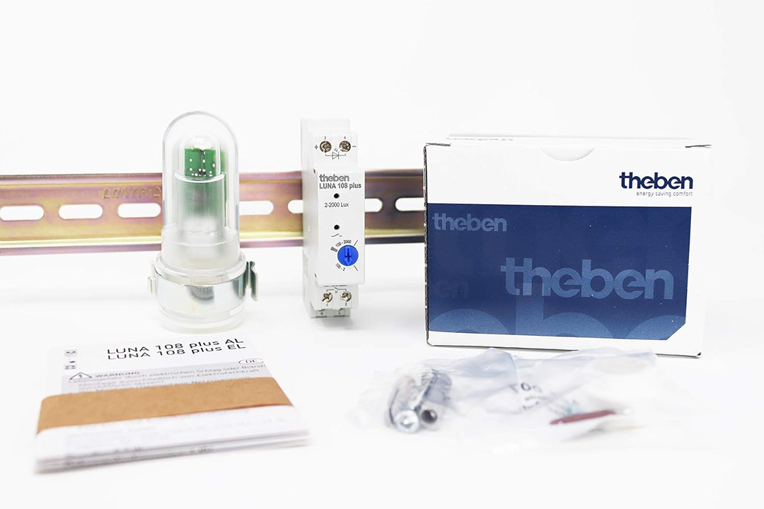 Theben 1080900 LUNA 108 plus EL Dämmerungsschalter für DIN-Schiene, Einbau-Lichtsensor