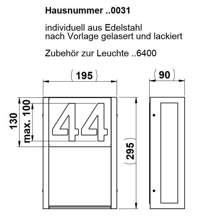 Albert 660031 Hausnummernblende für Wandleuchte ..6400, schwarz