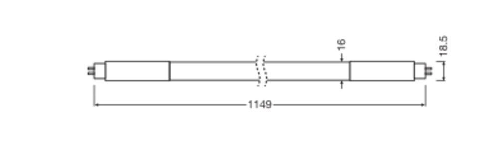 Ledvance 4058075824294 LED TUBE T5 AC MAINS P 230V 1149 mm, 190 °, 16 W, 830, 2150 lm, G5, nicht dimmbar
