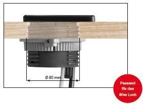 EVOline® 159270002200 Tisch-Einbausteckdose Square80 mit Qi-Ladestation +USB +CAT6-Buchse fest