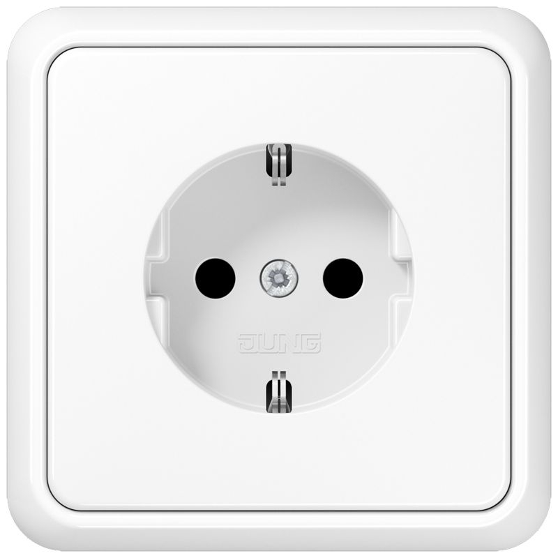 Jung 51520WW Schutzkontakt-Steckdose, 16 A 250 V ~, mit Rahmen, Duroplast, Serie CD, alpinweiß