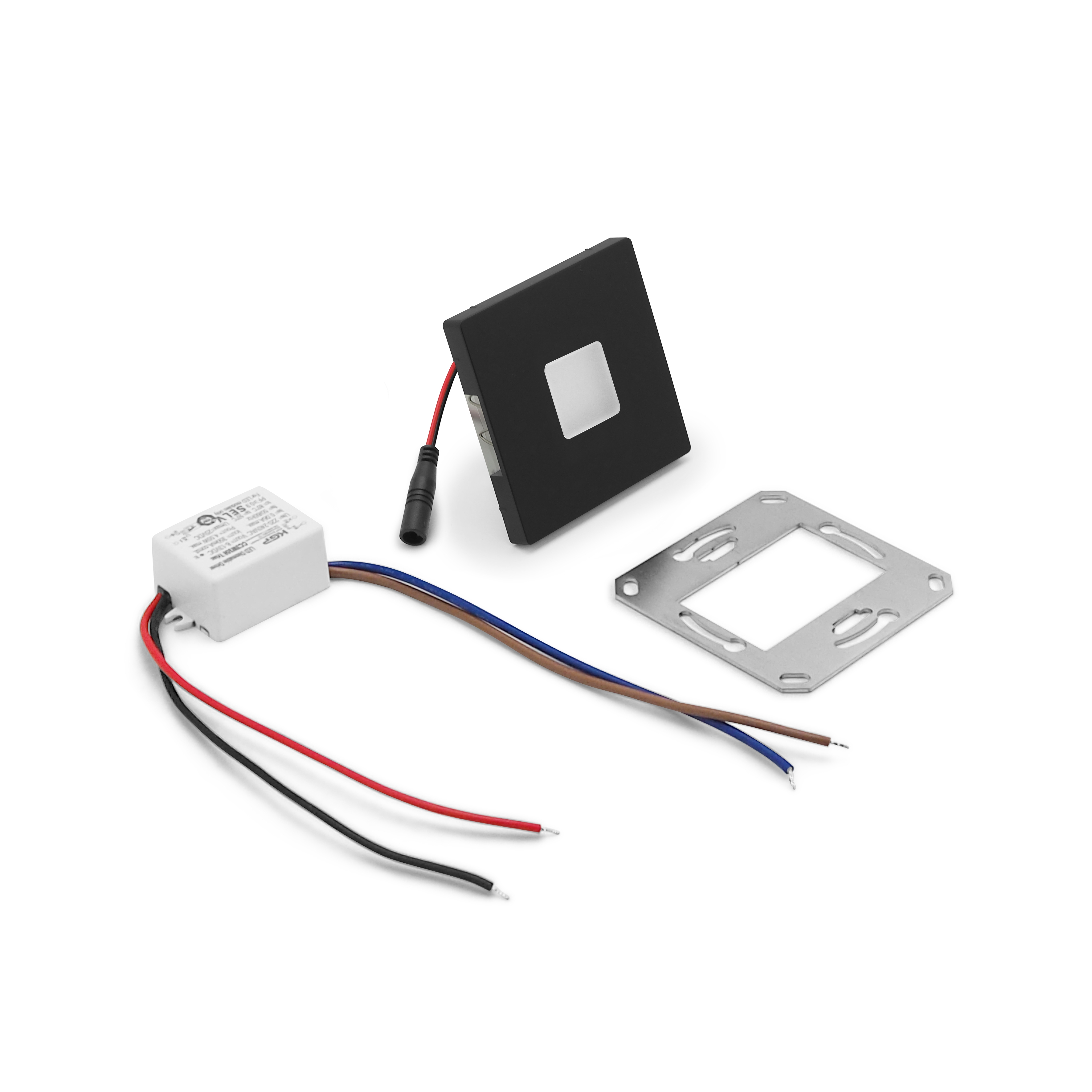 qles WEQ6034 Wandeinbauleuchte Quadrat, für Merten D-Life, beleuchtet/LED/warmweiß (3000k), Anthrazit, lackiert, IP44