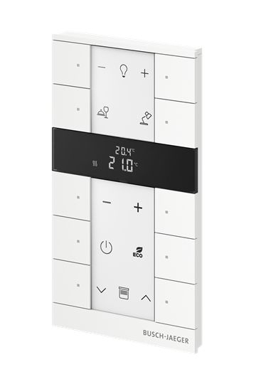 Busch-Jaeger SBR-F-10.0.11-884 Raumtemperaturregler mit Bedienfunktion, 10-fach, studioweiß matt, Busch-Tenton®