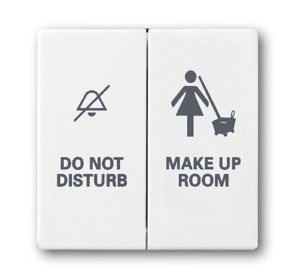 Busch-Jaeger 1785/11-84 Wippe 2-fach mit Aufdruck "Do not disturb" und "Make up room", Zimmereinheit, studioweiß glänzend, Plattform 63