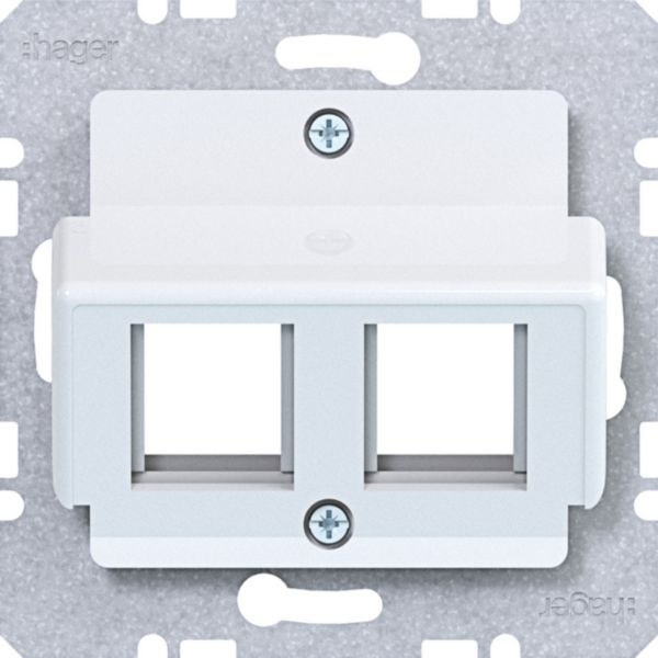 Hager WAF2164WG Zentralplatte 2-fach für AMP Jacks, 30° Schrägauslass, A.x/C.x/S.x/B.x/Q.x/K.x, lichtweiß glänzend