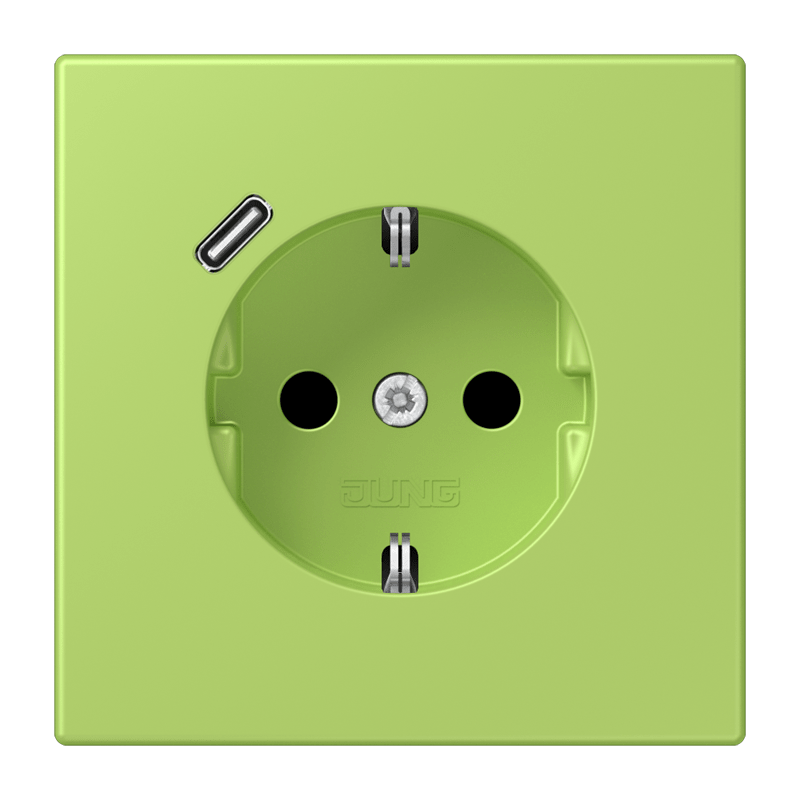 Jung LC152018C221 Schutzkontakt-Steckdose mit USB-Ladegerät Typ C, Safety+, Les Couleurs® 32052, vert clair