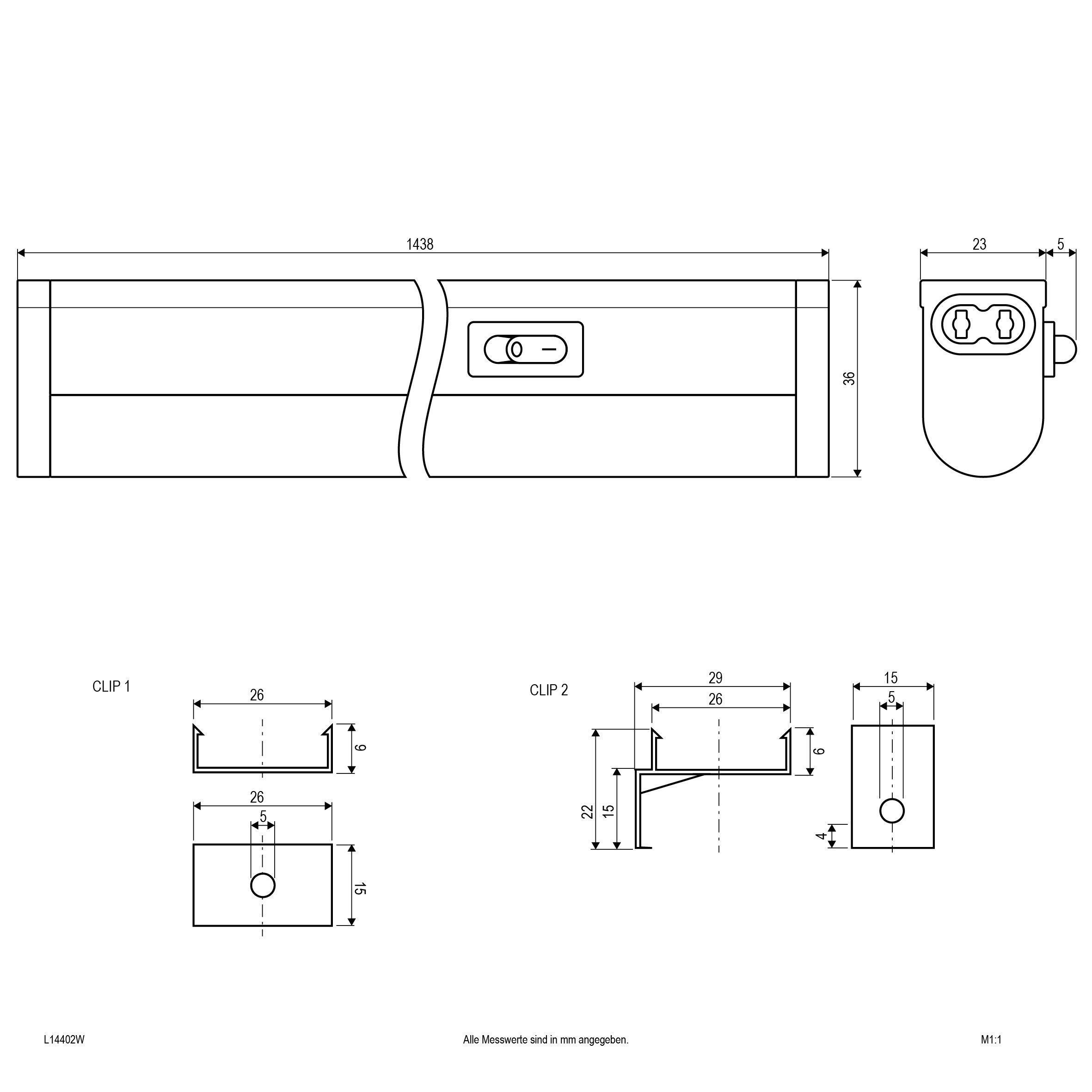 EVN L15003502W LED Anbaulichtleiste 3000K, 3650lm