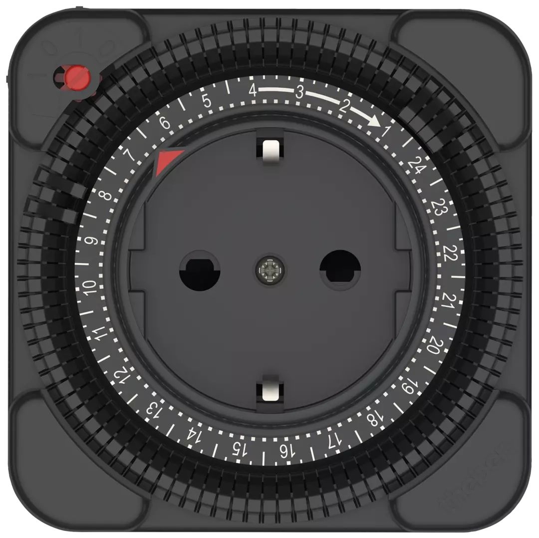 Theben 0260050 theben-timer 26 BK Analoge Steckdosenschaltuhr, Tagesprogramm, schwarz, erhöhter Berührungsschutz