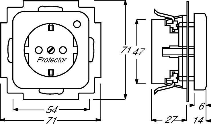Busch-Jaeger 2310EUGL/VA-212-11 Schutzkontakt-Steckdose mit Überspannungschutzmit Befestigungskrallen, weiß glänzend, Busch-Duro 2000 SI