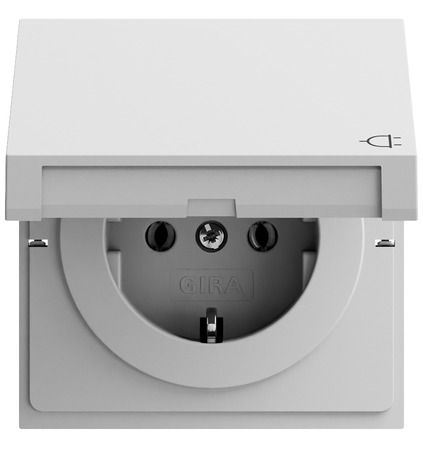 Gira 445476 Schutzkontakt-Steckdose mit Klappdeckel, System 70, grau matt (lackiert)