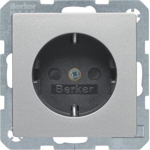 Berker 41496084 Schutzkontakt-Steckdose mit Beschriftungsfeld, erhöhtem Berührungsschutz und Schraub-Liftklemmen, Q.x, aluminium samt