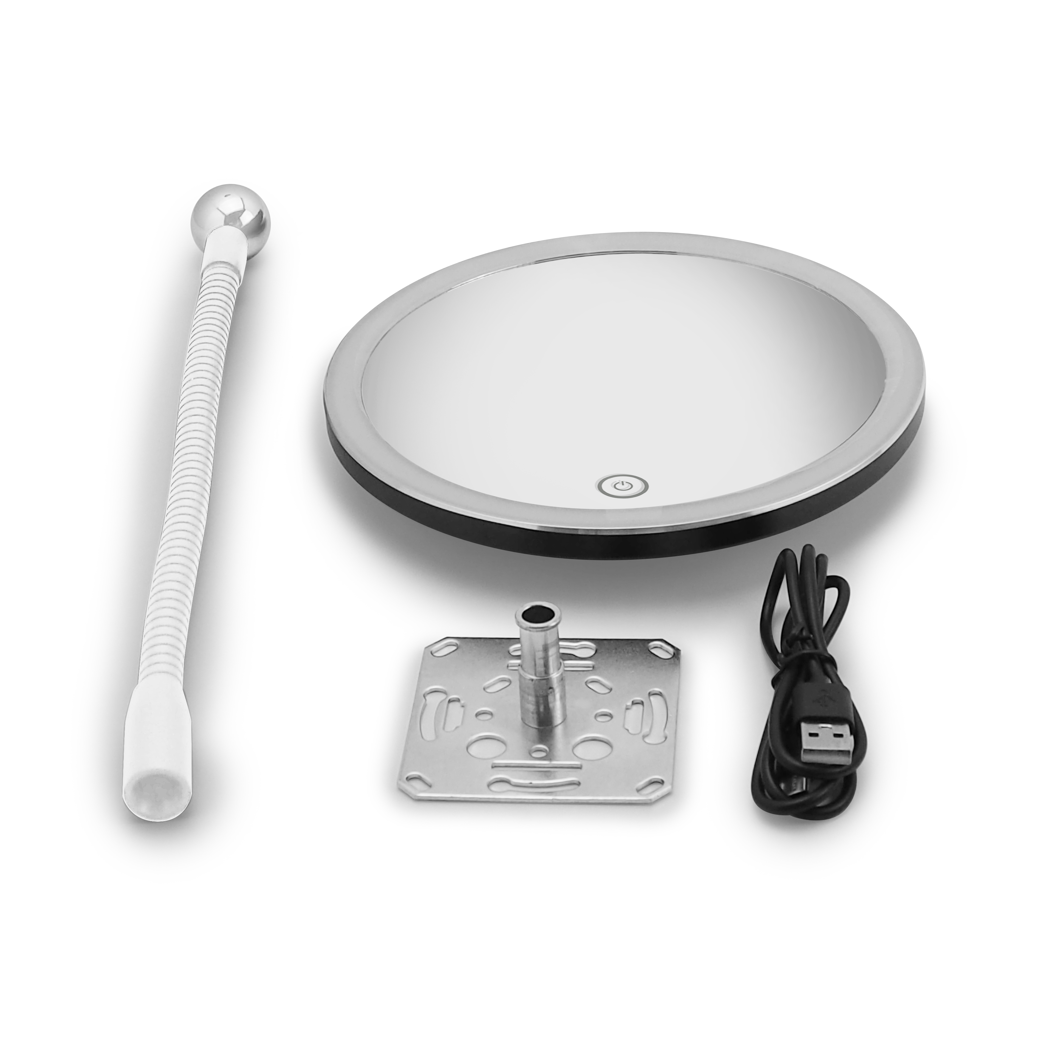 qles KSM0625 Kosmetikspiegel Schwarz matt mit Flexarm, für Merten System-M, Aktivweiß glänzend, brillant