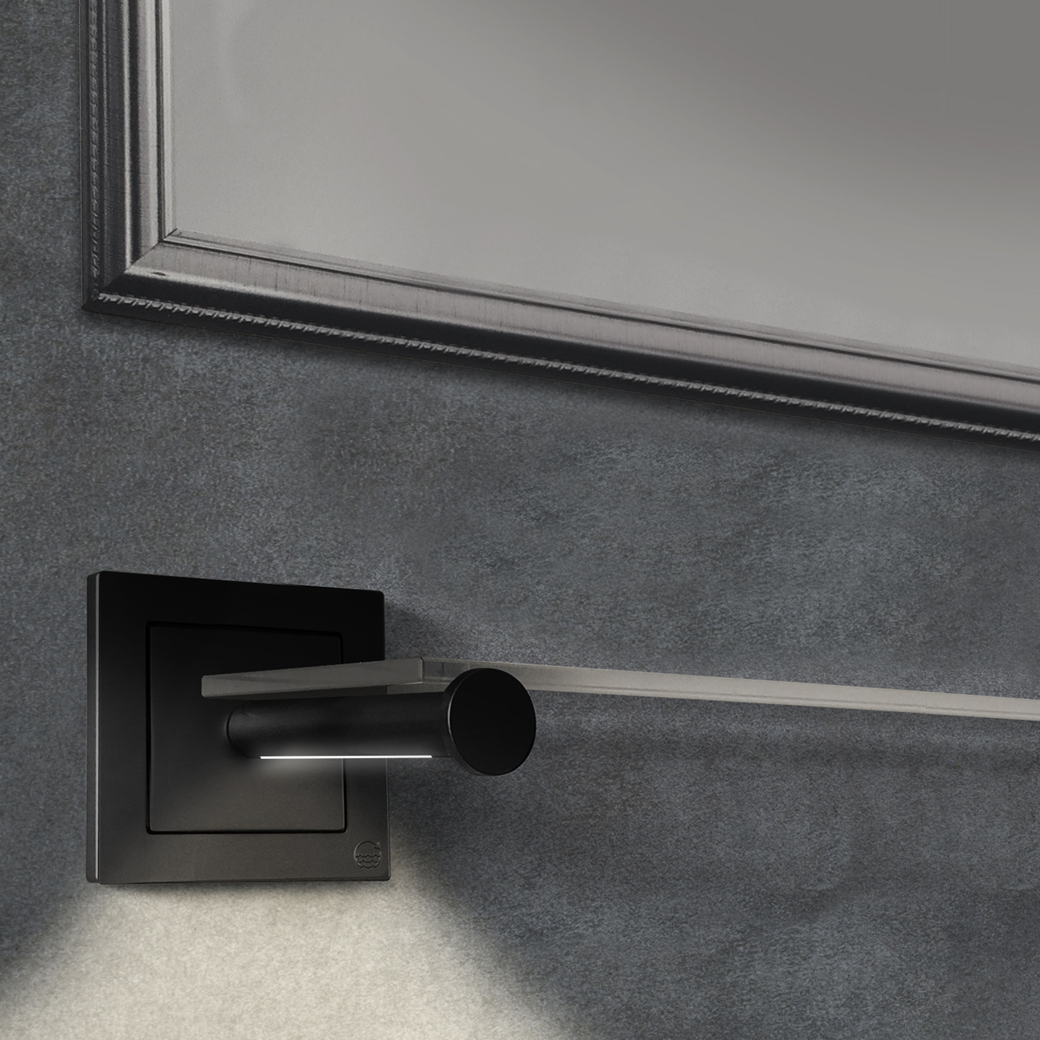 qles RHB0403 Regalhalter 120 mm (2 Stck.), für Merten System-M, beleuchtet/LED/warmweiß (3000k), Schwarz matt, IP44
