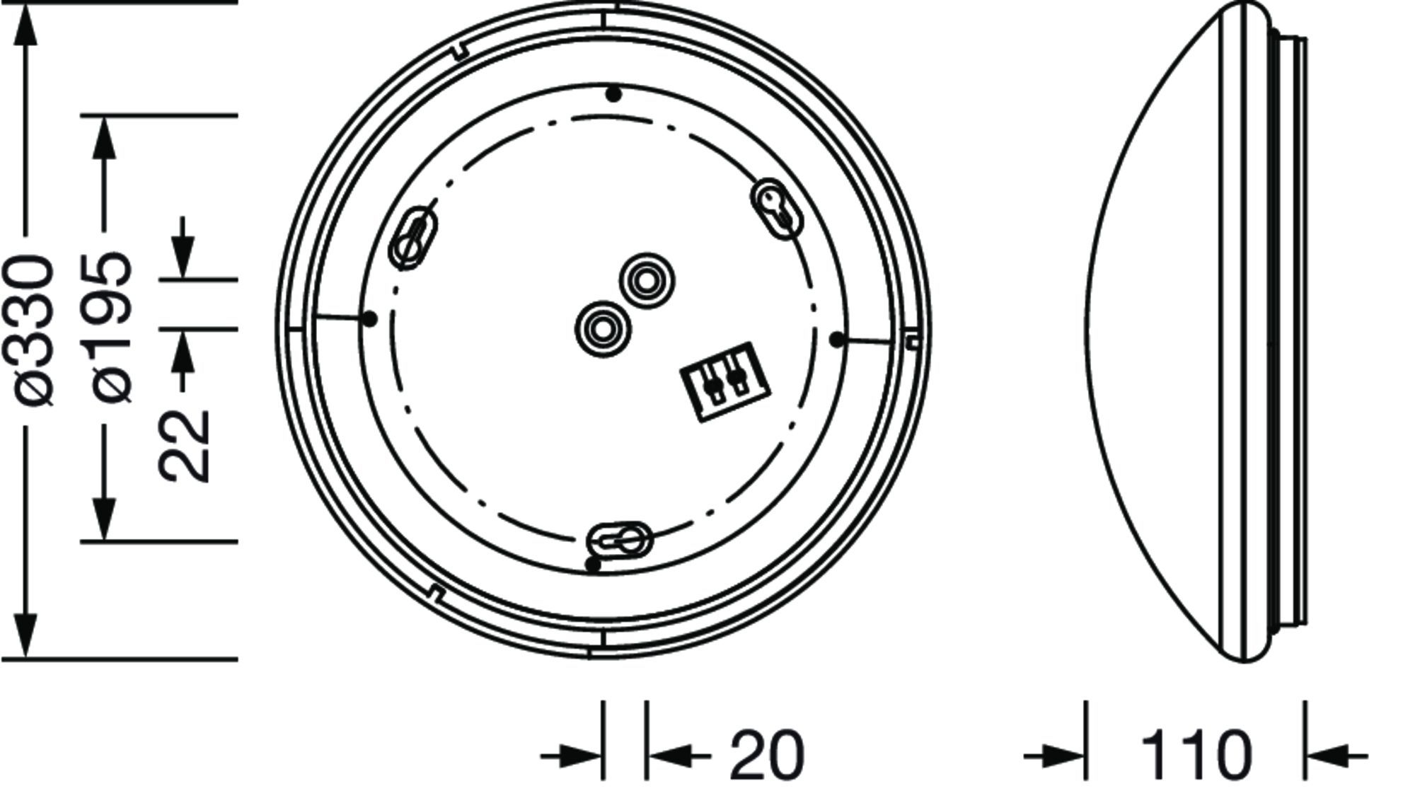 Siteco 51WD107BG2A Rondel 41-M Wand- und Deckenleuchte, Lichtfarbe 830/840, EIN/AUS, Ø330