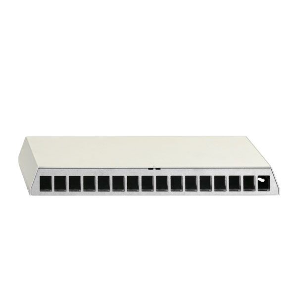 Rutenbeck 23911115 Patchpanel zur Aufnahme von max. 16 Universalmodulen und Keystonemodulen KMK, Aufputz, für Tisch-/Wandmontage, REG-Montage mit Hutschienenadapter 10010070, reinweiß