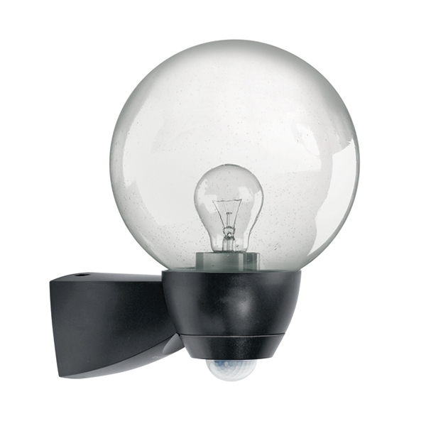 ESYLUX EL10026119 Automatikleuchte mit Blasenglas und 130° Bewegungsmelder, schwarz