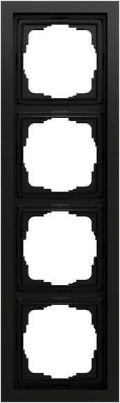 Gira 0214745 Abdeckrahmen 4-fach für flachen Einbau, Gira F200, schwarz matt (lackiert)