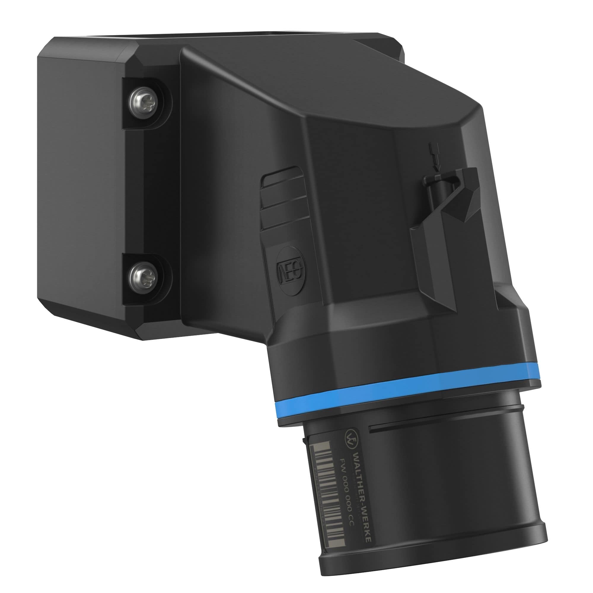 Walther Werke FW714509SK CEE NEO Wandgerätestecker schräg 16A 5P 9h IP54 mit Schraubtechnik und drehbarem Boden