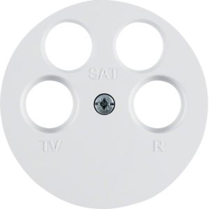 Berker 14842089 Zentralstück für Antennendose 4-Loch, Zentralplattensystem, R.1/R.3, polarweiß glänzend