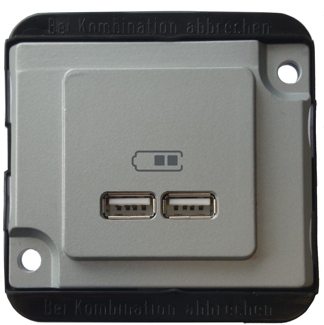 Merten MEG4366-7060 USB Ladestation, PANZER, mattsilber