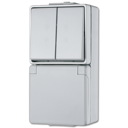 Jung 675W Schutzkontakt-Steckdose 16 A 250 V ~ mit Serienschalter 10 AX 250 V ~, IP 44, WG 600