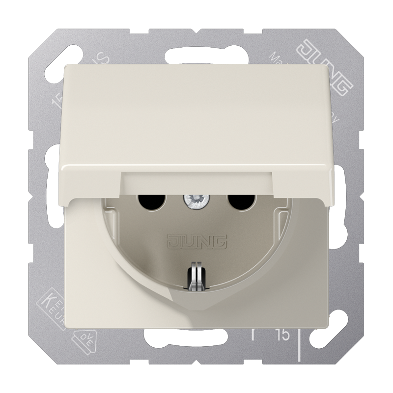 Jung AS1520KL Schutzkontakt-Steckdose, 16 A 250 V ~, Klappdeckel, Duroplast, Serie AS, weiß