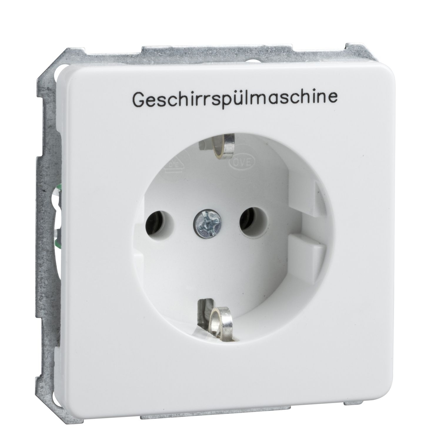 Elso 205144 Schutzkontakt-Steckdose mit Aufdruck "Geschirrspüler", 16 A, 250 V, Steckklemme, hochkratzfest, Fashion, reinweiß glänzend