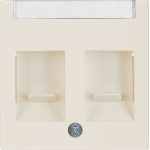 Berker 11818982 Zentralstück mit 2 Staubschutzschiebern und Beschriftungsfeld, S.1/B.3/B.7, weiß glänzend