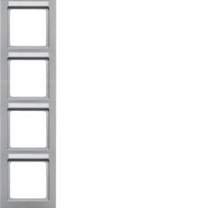 Berker 10546094 Rahmen 4-fach senkrecht, Beschriftungsfeld, Q.3, alu samt