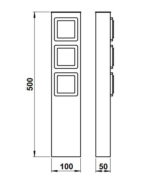 Albert 692107 Steckdosensäule Edelstahl mit 3 Steckdosen, Höhe 500mm