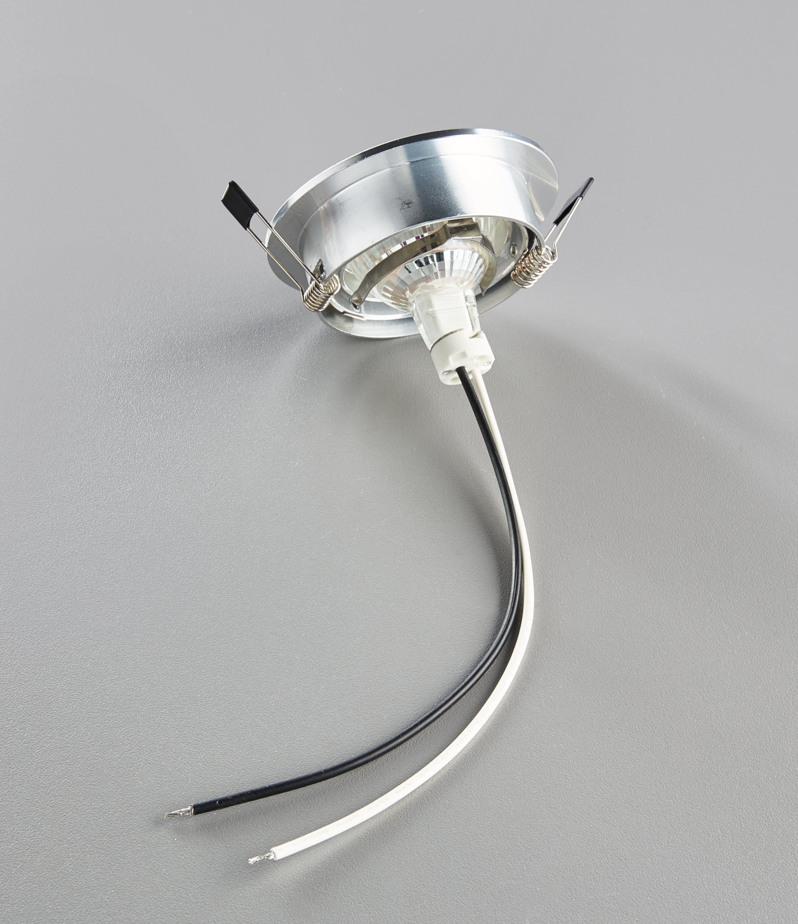 Heitronic 500591 Einbaufassung, rund, GU5,3 und GU10, max. 8 W, schwenkbar, Aluminium gebürstet