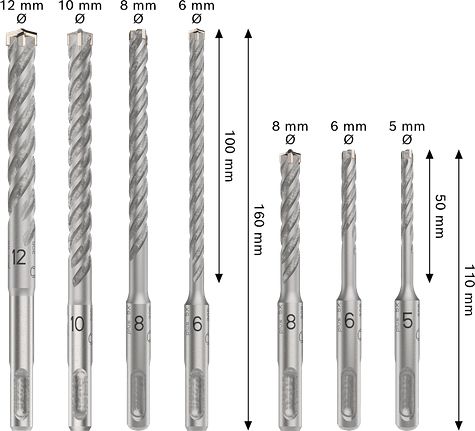 Bosch 2608707246 Betonbohrer-Set PRO SDS PLUS-5X, 7-teilig, Durchmesser 5–12 mm
