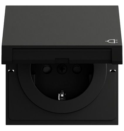 Gira 441474 Schutzkontakt-Steckdose mit Klappdeckel und erhöhtem Berührungsschutz (Safety Plus), System 70, schwarz matt (lackiert)