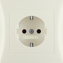 Berker 47228982 Schutzkontakt-Steckdose mit Abdeckplatte und erhöhtem Berührungsschutz, S.1/B.3/B.7, weiß glänzend