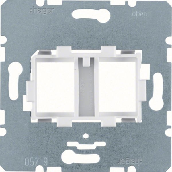 Hager WDF4712W Tragplatte mit weißer Aufnahme 2-fach für Modular Jack, Unterputz, weiß