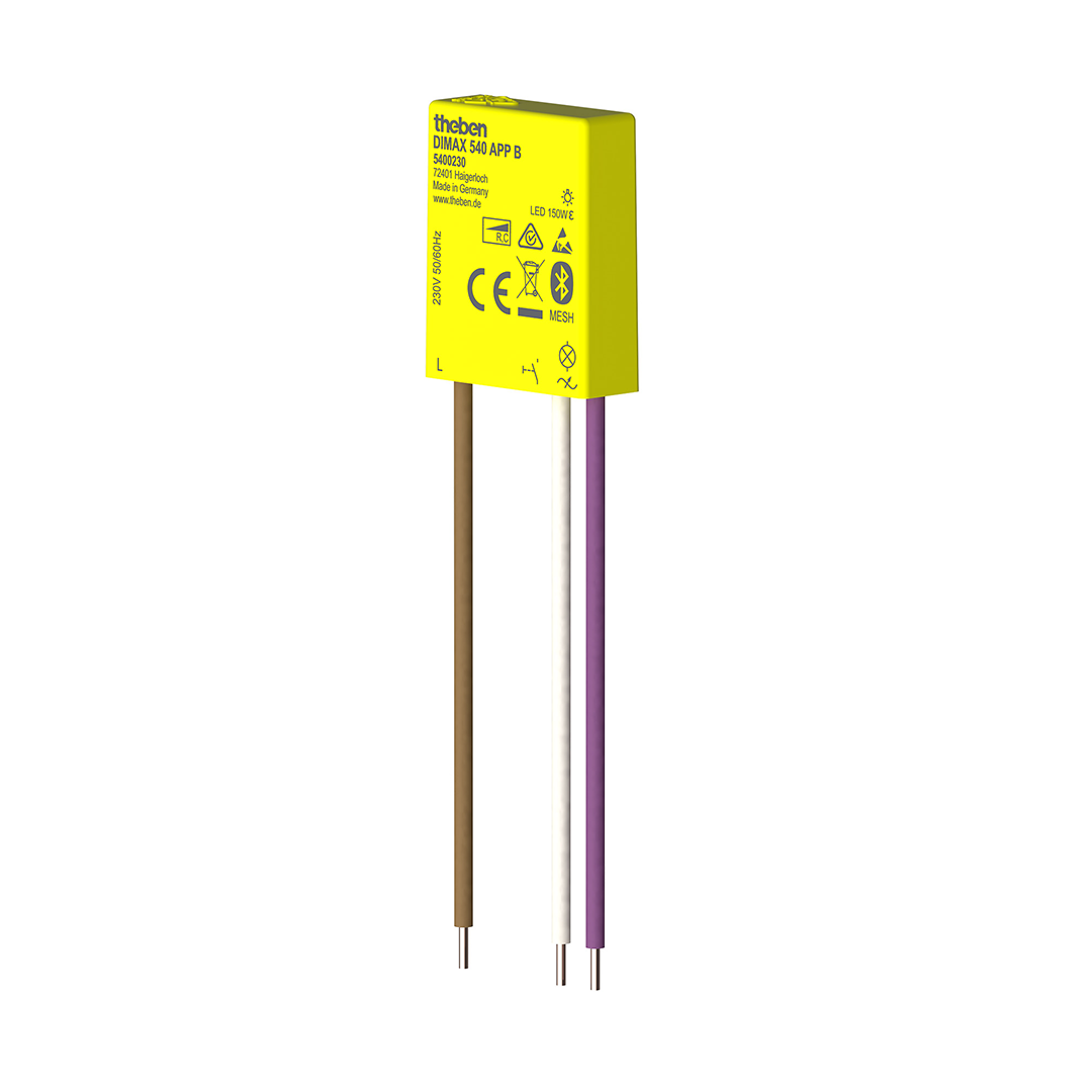 Theben 5400230 DIMAX 540 APP B Mini Unterputz Dimmer, über Bluetooth per App oder per Taster steuerbar und programmierbar, ohne Neutralleiter