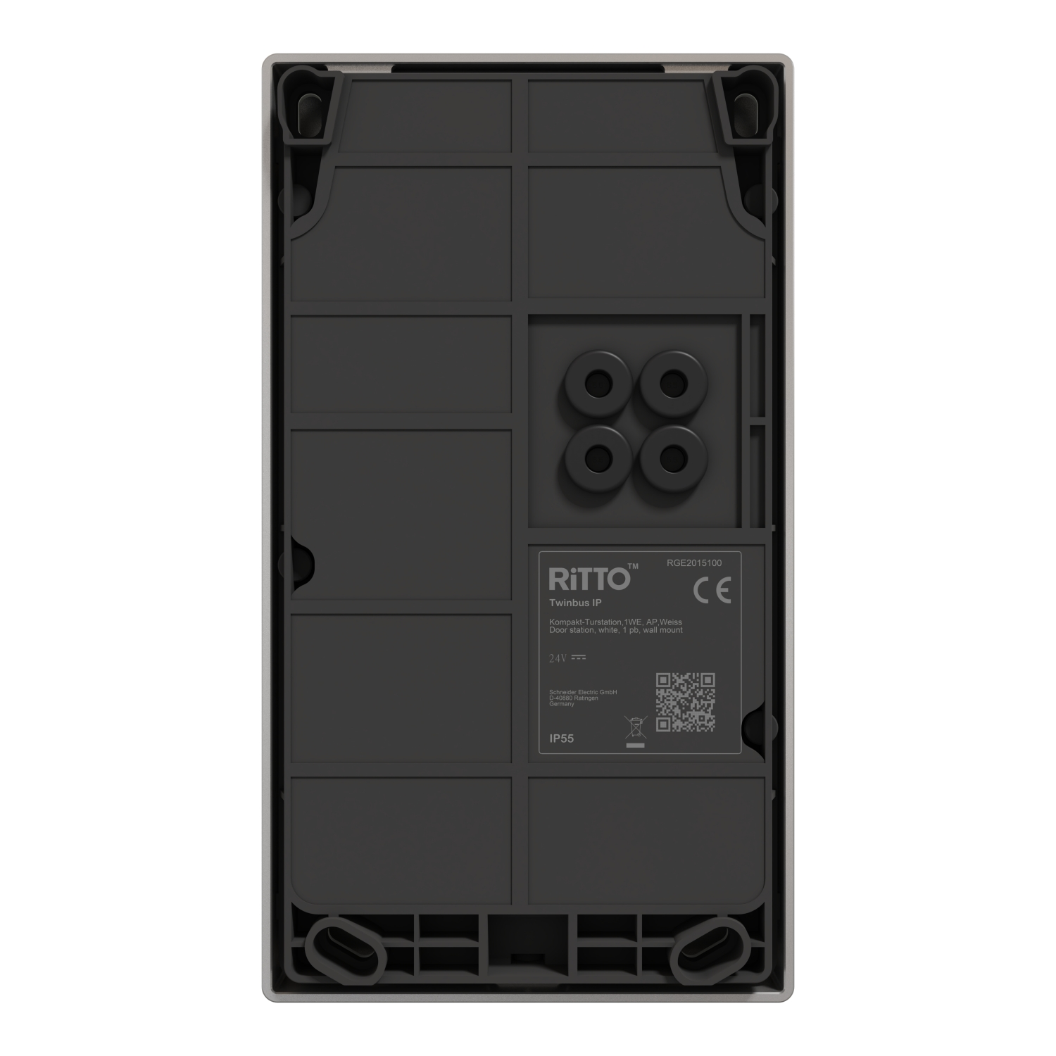 Ritto RGE2015100 Listo Türstation, Twinbus IP, 1 Klingeltaste, Rahmen Silber, Weiß, AP