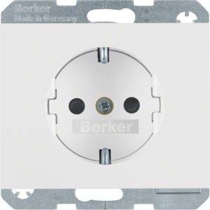 Berker 41357009 Schutzkontakt-Steckdose mit erhöhtem Berührungsschutz und Schraub-Liftklemmen K.1 polarweiß glänzend