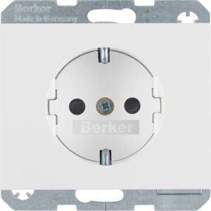 Berker 41357009 Schutzkontakt-Steckdose mit erhöhtem Berührungsschutz und Schraub-Liftklemmen, K.1, polarweiß glänzend
