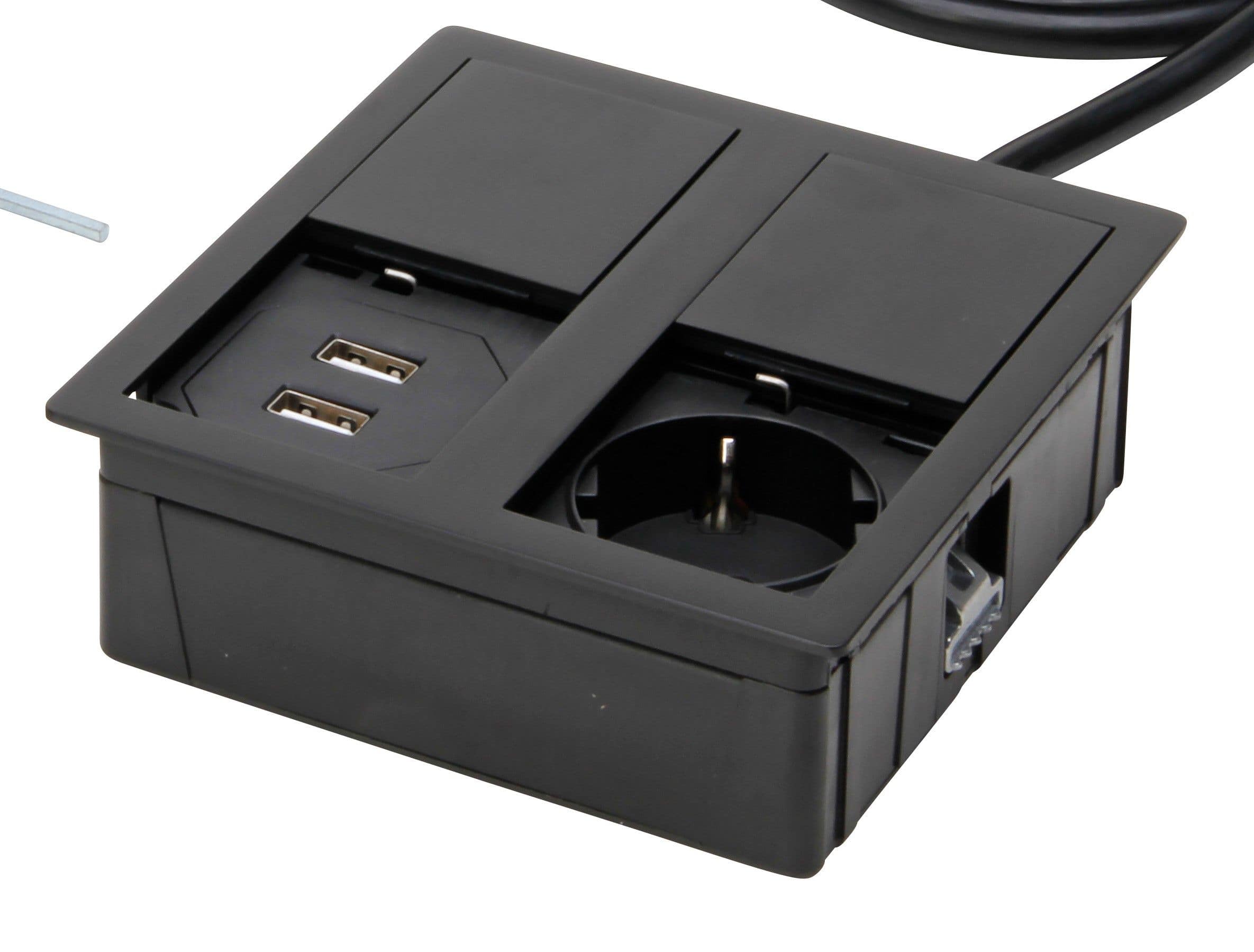 Kopp 939647017 VersaHIT Dual, 1x Steckdose/2x USB, schwarz matt