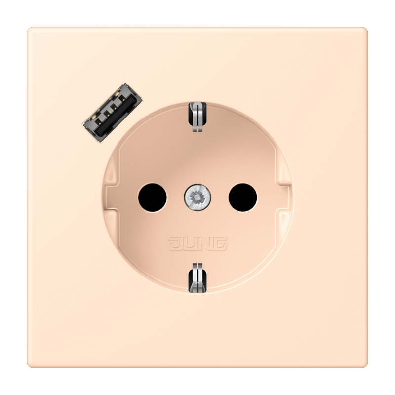 Jung LC152018A238 Schutzkontakt-Steckdose mit USB-Ladegerät Typ A, Safety+, Les Couleurs® 32123, terre sienne pâle