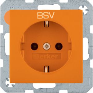 Berker 47236017 Schutzkontakt-Steckdose  mit erhöhtem Berührungsschutz, Aufdruck "BSV" und Steckklemmen Q.x orange samt