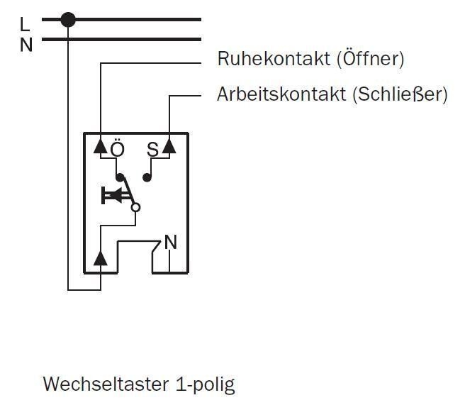 Merten MEG3156-8029 Taster mit N-Klemme, Wechsel 1-polig, AQUASTAR, lichtgrau