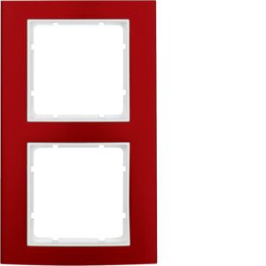Berker 10123022 Rahmen 2-fach, B.3, Alu, rot/polarweiß
