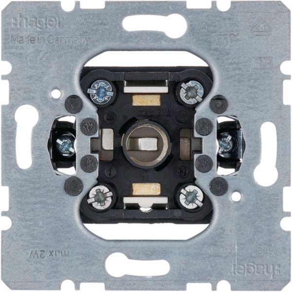 Hager WDE510110 Drucktaster / Lichtsignal E10, Schließer, 2 A, 2 separate Meldekontakte, Wipp-Einsatz, Unterputz