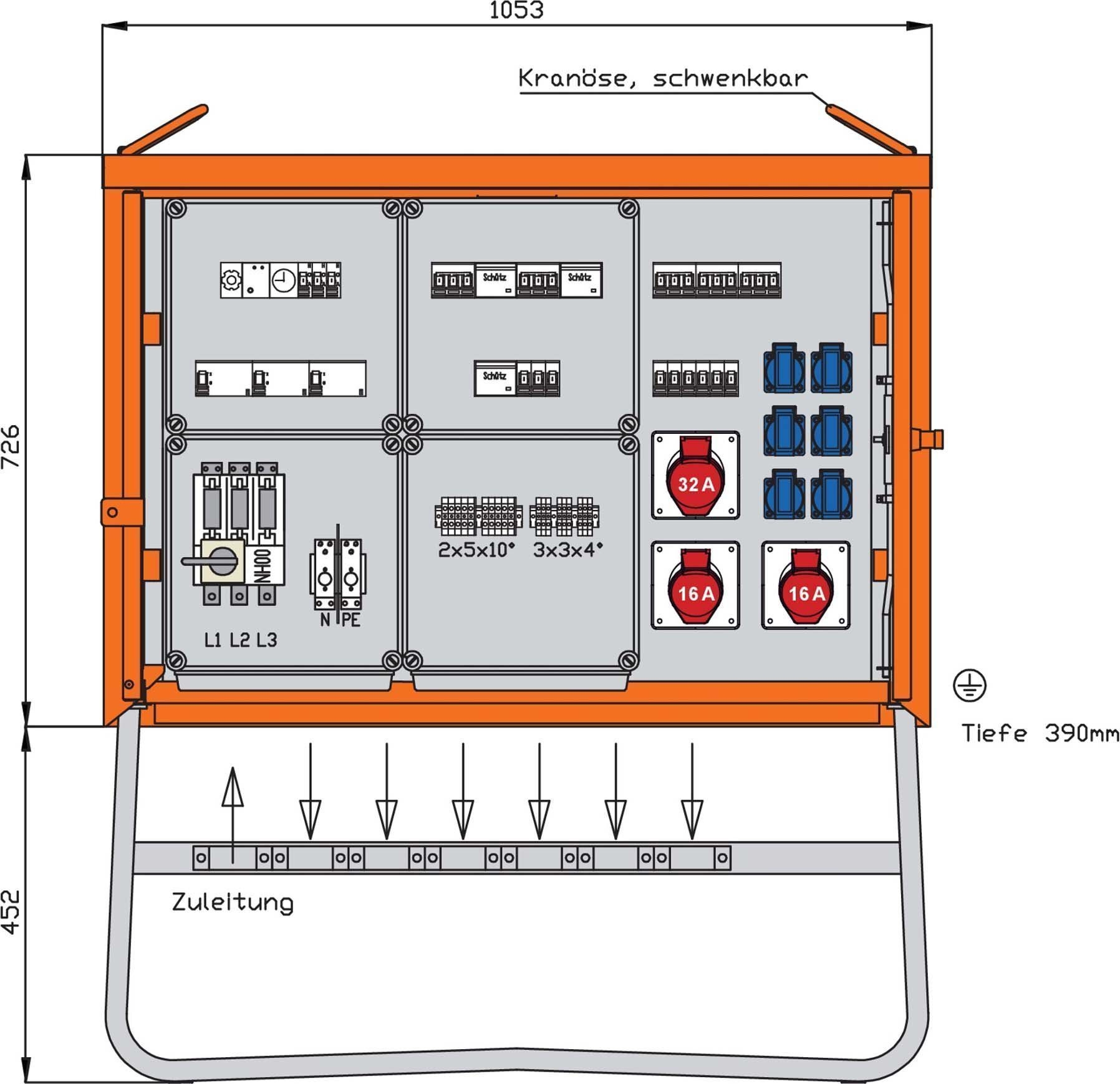 Walther Electric WV0263BER1 Beleuchtungsverteiler 44kVA